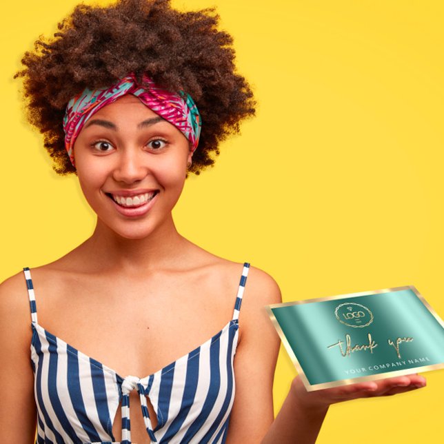 Vielen Dank, dass Sie das Logo in Ihrem Unternehme Einladung (Thank You Business Insert Logo Gold Green Invitation)