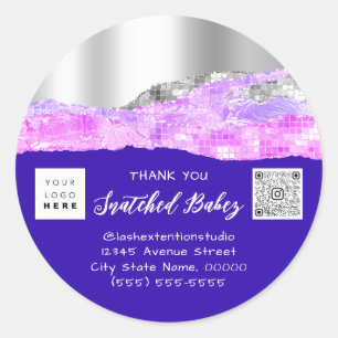 Vielen Dank, dass Sie das Logo QR Code Pink Blue R Runder Aufkleber