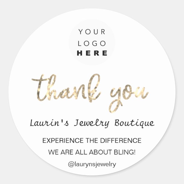 Vielen Dank, dass Sie das Logo QR Code Script Gold Runder Aufkleber (Vorderseite)