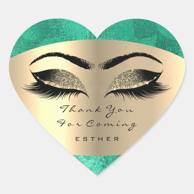 Vielen Dank, dass Sie den Namen Heart Green Sweet  Herz-Aufkleber (Vorderseite)