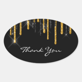 Vielen Dank, dass Sie den Namen Wedding Black Gold Ovaler Aufkleber