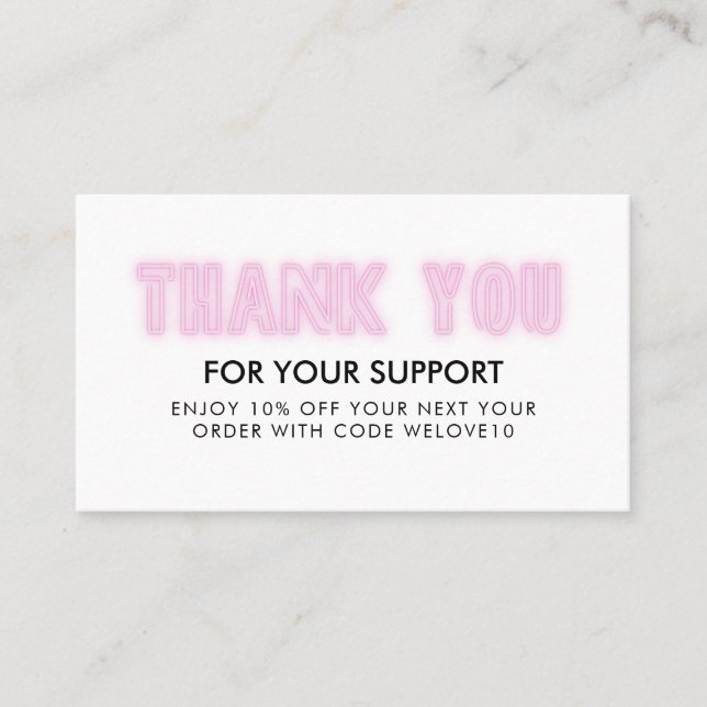 Vielen Dank, dass Sie den Rabatt auf Pink Neon Ins Visitenkarte (Vorderseite)