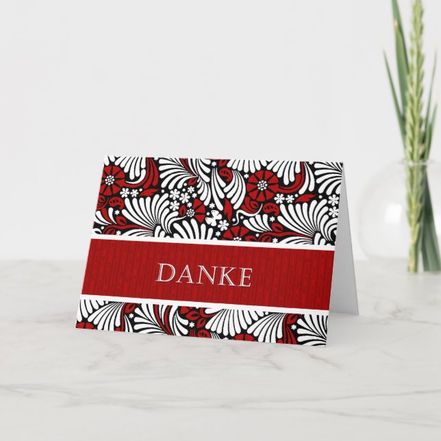 Vielen Dank, dass Sie Deutsch Informal Rot und Wei Dankeskarte (Vorderseite)
