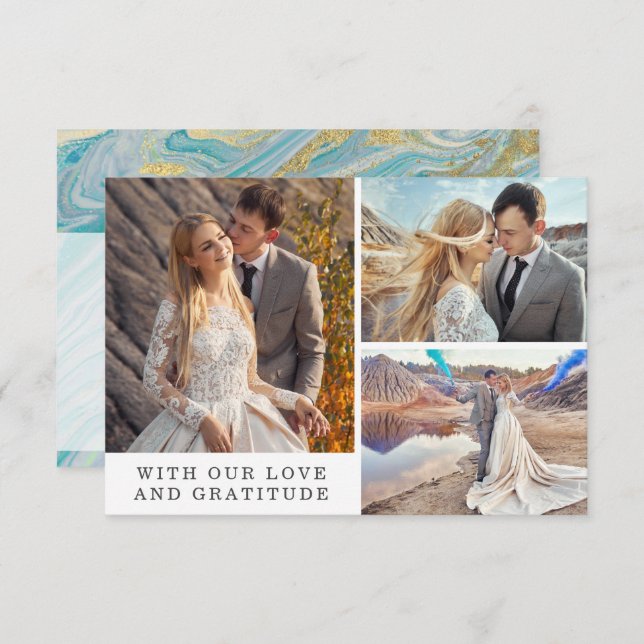 Vielen Dank, dass Sie die Fotokarte Turquoise & Go Einladung (Vorne/Hinten)