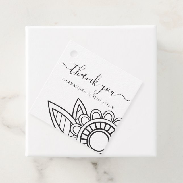 Vielen Dank, dass Sie die graue Weiße Blume Typogr Geschenkanhänger (Beispiel)