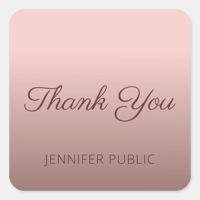 Vielen Dank, dass Sie die Rose der Skriptvorlage G Quadratischer Aufkleber (Vorderseite)