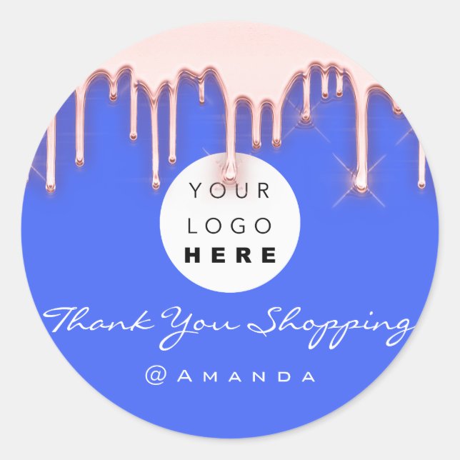 Vielen Dank, dass Sie die Rose für das Logo "Blau" Runder Aufkleber (Vorderseite)