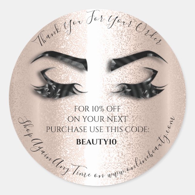 Vielen Dank, dass Sie die Rose Lashes Boutique bes Runder Aufkleber (Vorderseite)