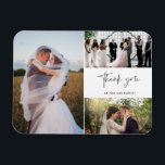 Vielen Dank, dass Sie drei Foto Collage Wedding Magnet<br><div class="desc">Moderne Schwarz-Weiß Hochzeitsmagnete bedanken sich bei den Magneten mit drei Ihrer Lieblings-Hochzeitsfeiern. Zeigen Sie Ihrer Familie und Ihren Freunden Ihre Wertschätzung für die Teilnahme an Ihrer Hochzeitsfeier mit einem dieser schönen Keepsakes. Kontaktieren Sie mich über den unten stehenden Button, wenn Sie Hilfe bei Ihren Fotos oder eine individuelle Farbanfrage benötigen....</div>
