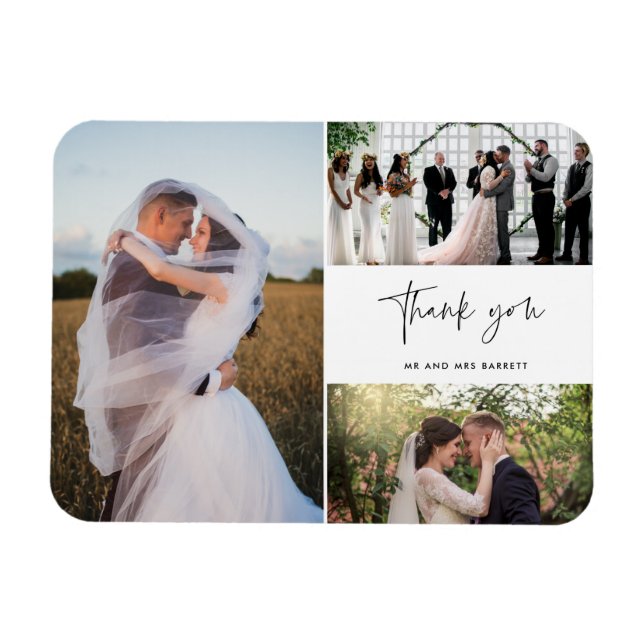 Vielen Dank, dass Sie drei Foto Collage Wedding Magnet (Horizontal)