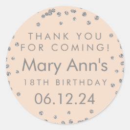 Vielen Dank, dass Sie Geburtstag Glitzer Confetti  Runder Aufkleber