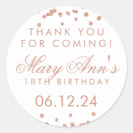Vielen Dank, dass Sie Geburtstag Rose Gold Glitzer Runder Aufkleber