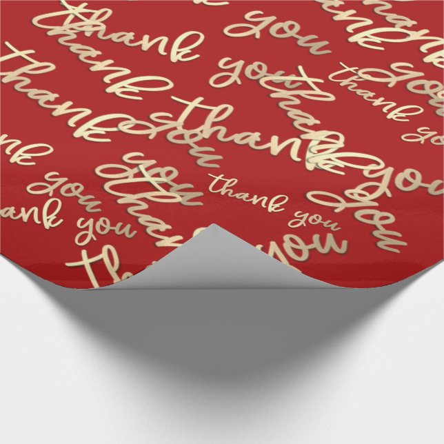 Vielen Dank, dass Sie Gold Script Burgundy Gastges Geschenkpapier (Ecke)