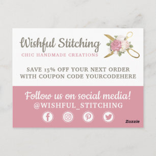 Vielen Dank, dass Sie Gold Sewing Scissors Shabby  Postkarte