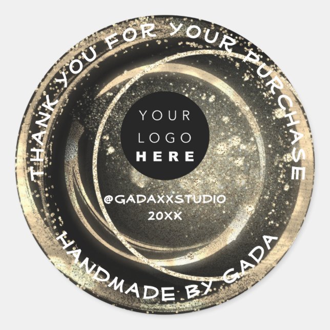 Vielen Dank, dass Sie handgefertigte Logos Black G Runder Aufkleber (Vorderseite)