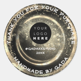Vielen Dank, dass Sie handgefertigte Logos Schwarz Runder Aufkleber