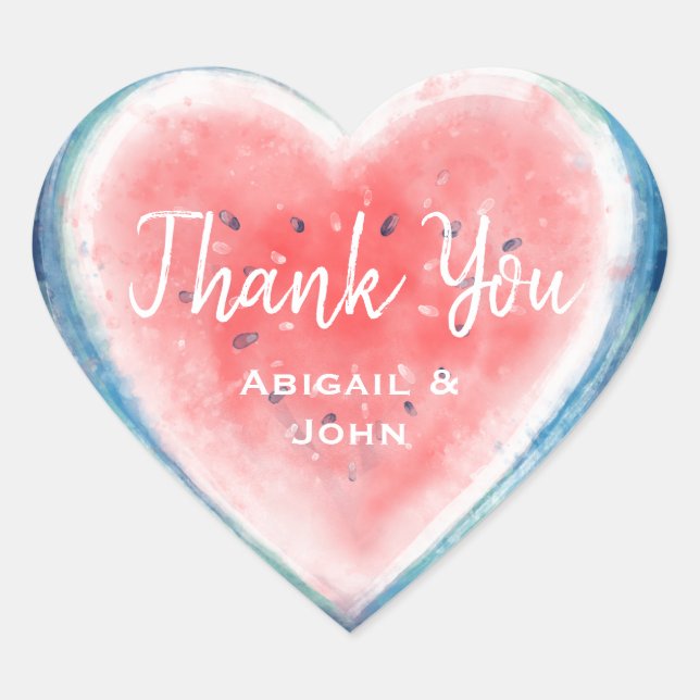 Vielen Dank, dass Sie Herz Shaped Watermelon Stick Herz-Aufkleber (Vorderseite)