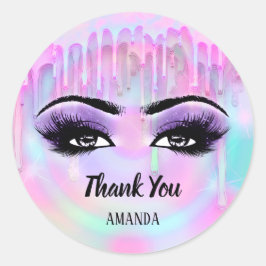 Vielen Dank, dass Sie Holograph Pastel Eyelash Gir Runder Aufkleber