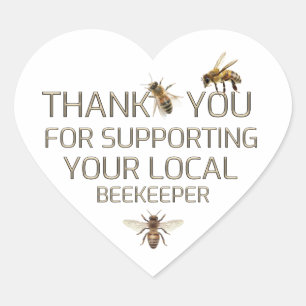 Vielen Dank, dass Sie Ihr lokales Bienenzüchtergol Herz-Aufkleber