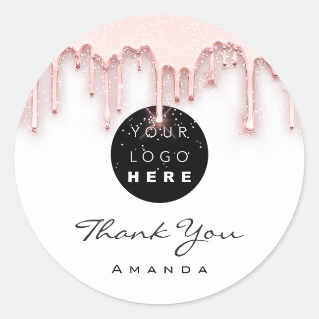 Vielen Dank, dass Sie Makeup Künstler White Rose.  Runder Aufkleber (Vorderseite)