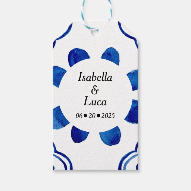 Vielen Dank, dass Sie mediterran blauer Floral Til Geschenkanhänger (Vorderseite)