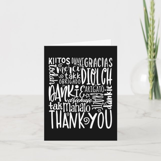 Vielen Dank, dass Sie mehrsprachigen Weißtext auf  Dankeskarte (Vorderseite)