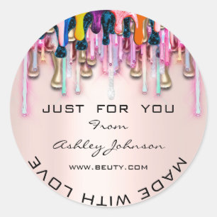 Vielen Dank, dass Sie mit Liebe Glitzer Rose Blush Runder Aufkleber
