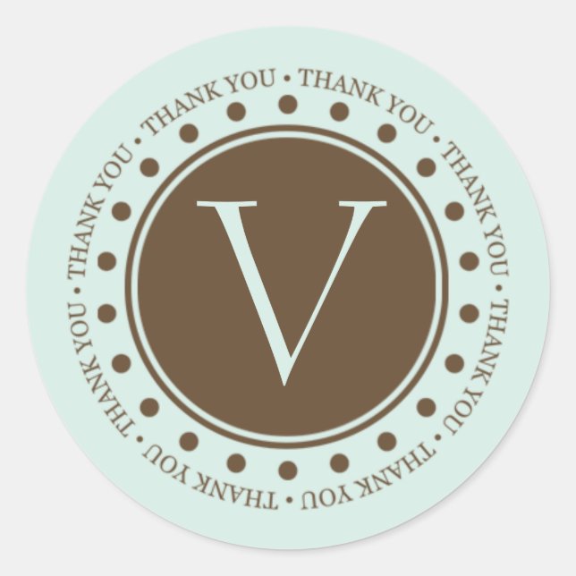 Vielen Dank, dass Sie Mit Monogramm Labels Geschen Runder Aufkleber (Vorderseite)