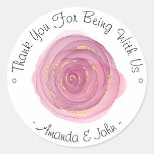 Vielen Dank, dass Sie mit unserem Namen Pink Rose Runder Aufkleber
