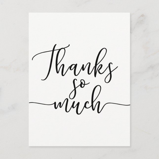 Vielen Dank, dass Sie moderne Skriptart Postkarte (Vorderseite)