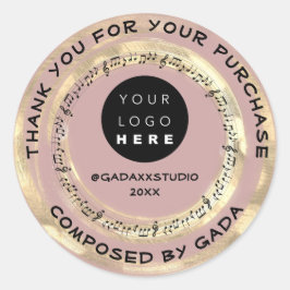 Vielen Dank, dass Sie Musik Logo Social Notes Rose Runder Aufkleber