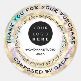 Vielen Dank, dass Sie Musik Logos soziale Hinweise Runder Aufkleber