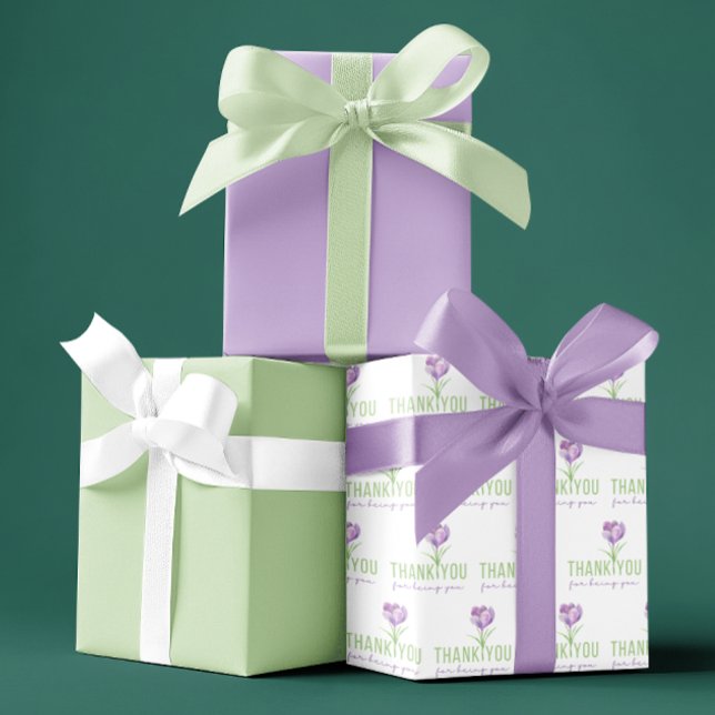 Vielen Dank, dass Sie Papierblätter umblättern Geschenkpapier Set (Show your gratitude with this watercolor floral, "Thank you for being you" wrapping paper set!)