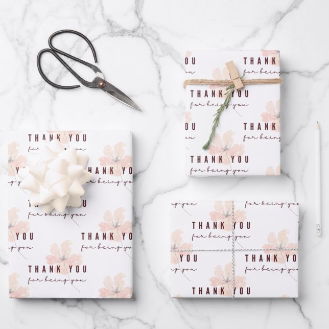 Vielen Dank, dass Sie Papierblätter umblättern Geschenkpapier Set (Vorderseite)