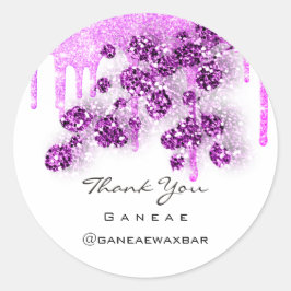 Vielen Dank, dass Sie Pink Glitzer Tropfen Floral  Runder Aufkleber