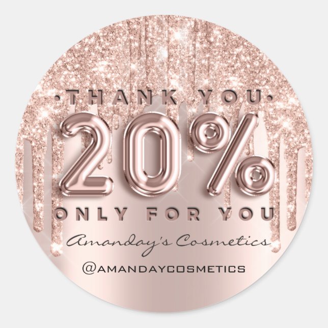 Vielen Dank, dass Sie Rose Tropfen 20% Rabatt kauf Runder Aufkleber (Vorderseite)
