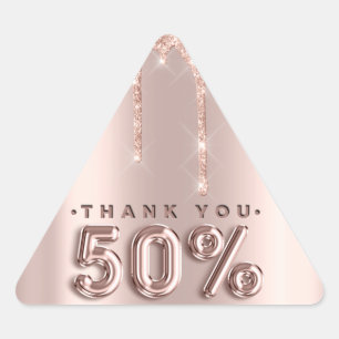 Vielen Dank, dass Sie Rose-Tropfen 50%Off Triangle Dreieckiger Aufkleber