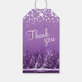 Vielen Dank, dass Sie Schnee und lila Bäume Kunst  Geschenkanhänger