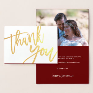 Vielen Dank, dass Sie Script Foto Wedding Burgundy Folienkarte