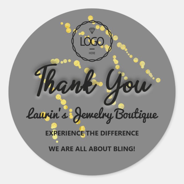 Vielen Dank, dass Sie Script Name Custom Logo GOLD Runder Aufkleber (Vorderseite)