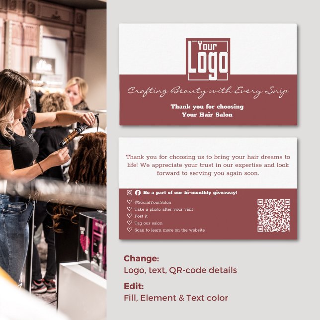 Vielen Dank, dass Sie sich für unseren Friseur ent Visitenkarte (Thank you for Choosing our Hair Salon Business Card)
