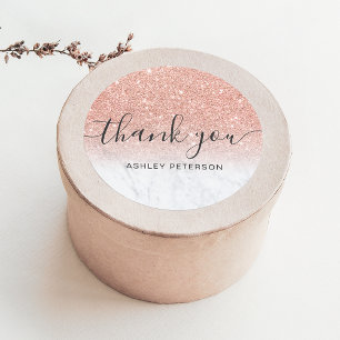 Vielen Dank, dass Sie Skript Marmor Rose Gold Glit Runder Aufkleber