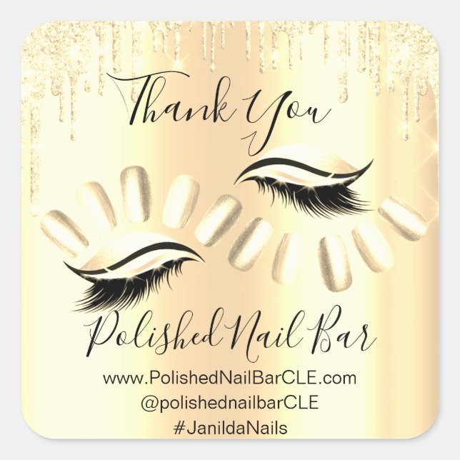 Vielen Dank, dass Sie Tropfen kaufen Nail Lashes Quadratischer Aufkleber (Vorderseite)