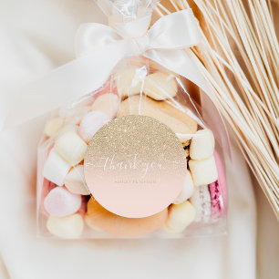 Vielen Dank, dass Sie Typografie rot Gold Glitzer  Runder Aufkleber