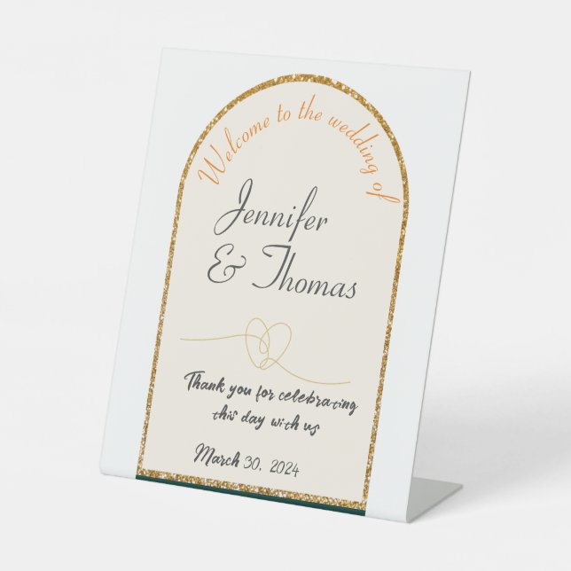 Vielen Dank, dass Sie unsere Hochzeit/Goldkante fe Sockelschild (Vorderseite)