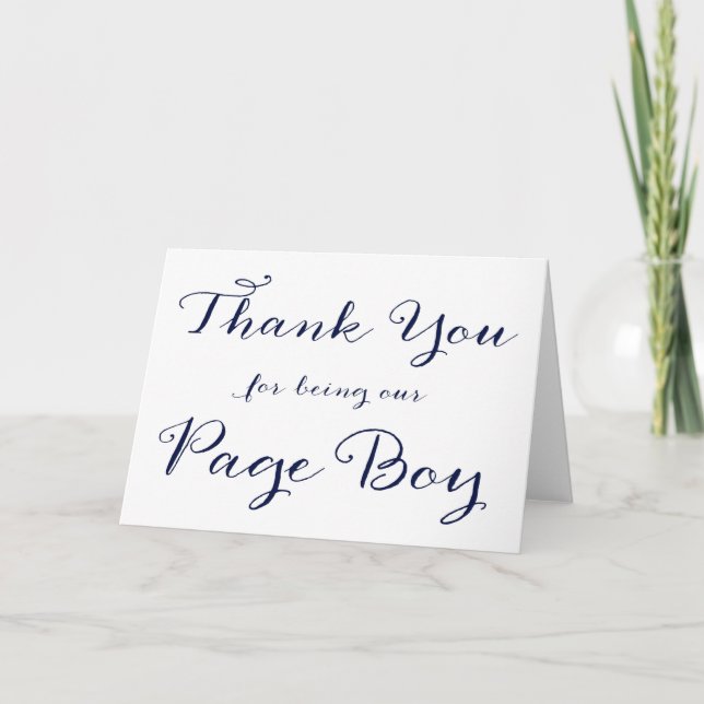 Vielen Dank, dass Sie unsere Page Boy Wedding Card Dankeskarte (Vorderseite)