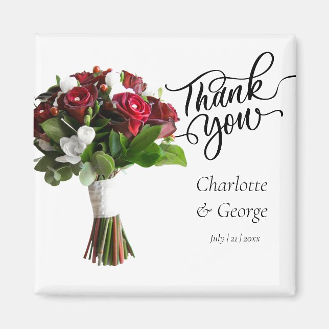 Vielen Dank, dass Sie Wedding Bouquet Blume Gastge Magnet (Vorne)
