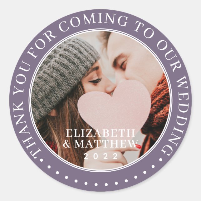 Vielen Dank, dass Sie zu unserem hochzeitsmodernen Runder Aufkleber (Vorderseite)