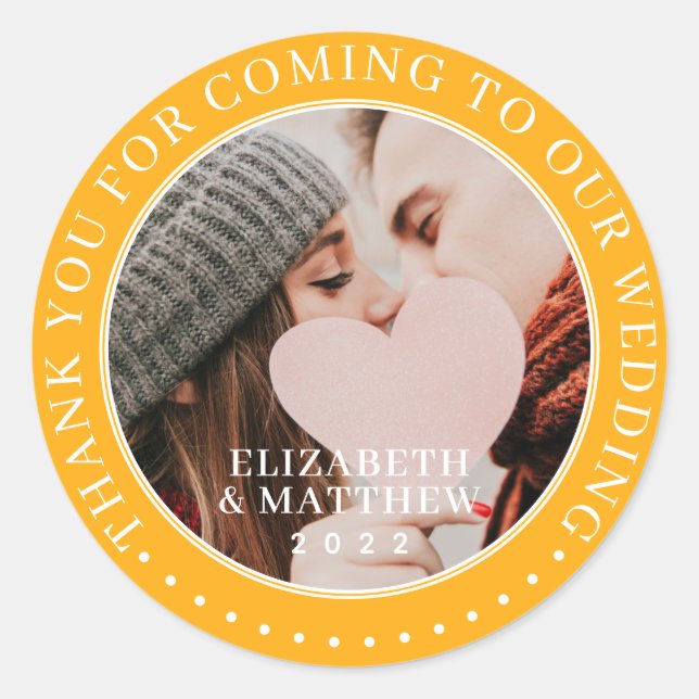 Vielen Dank, dass Sie zu unserem hochzeitsmodernen Runder Aufkleber (Vorderseite)