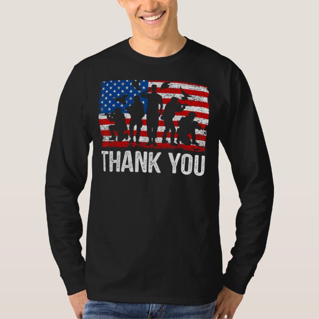 Vielen Dank, dass wir Flag Patriotic Solider Ameri T-Shirt (Vorderseite)